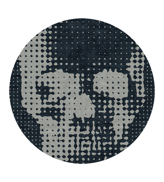 Skull Dot Round Grey